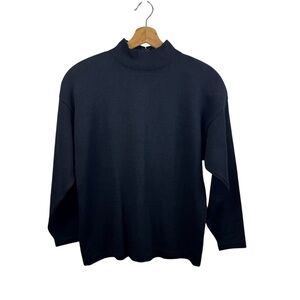 Vintage St. John Women's Black Mock Neck Santana Knit Sweater Sz. L